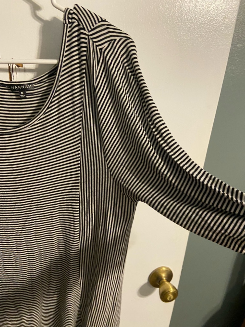 Hannah Black & White Striped Scoop Neck Tee - Picture 3 of 7